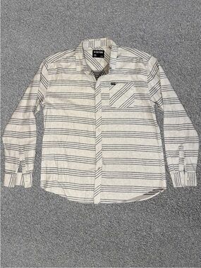 Zoo York Men's Cream Striped Button-Up Flannel Shirt